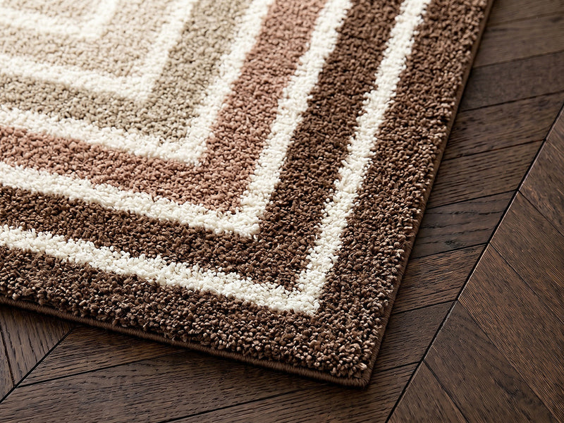 Lyzzo - Tapis Poils Longs - Motif Graphique - Marron