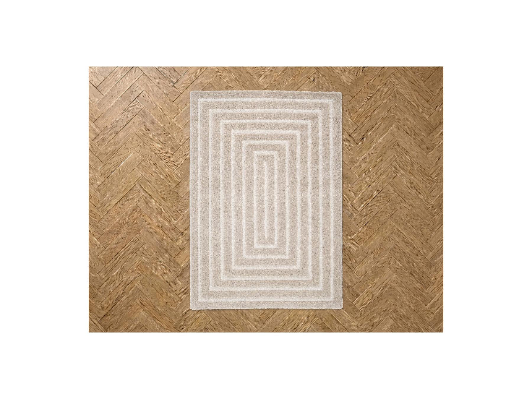 Lyzzo - Long Pile Rug - Graphic Pattern - Cream