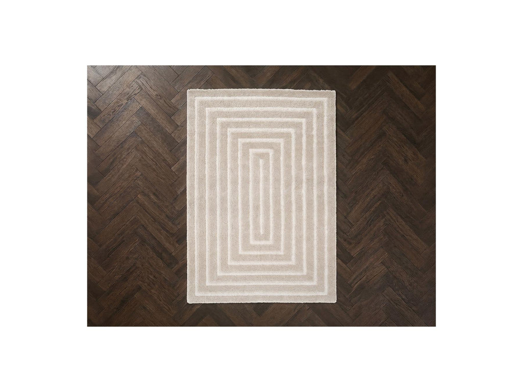 Lyzzo - Long Pile Rug - Graphic Pattern - Cream
