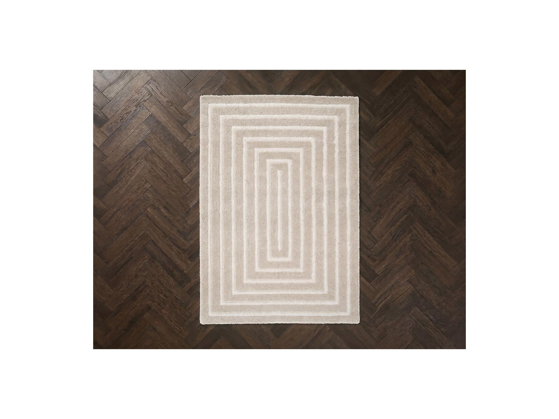 Lyzzo - Long Pile Rug - Graphic Pattern - Cream
