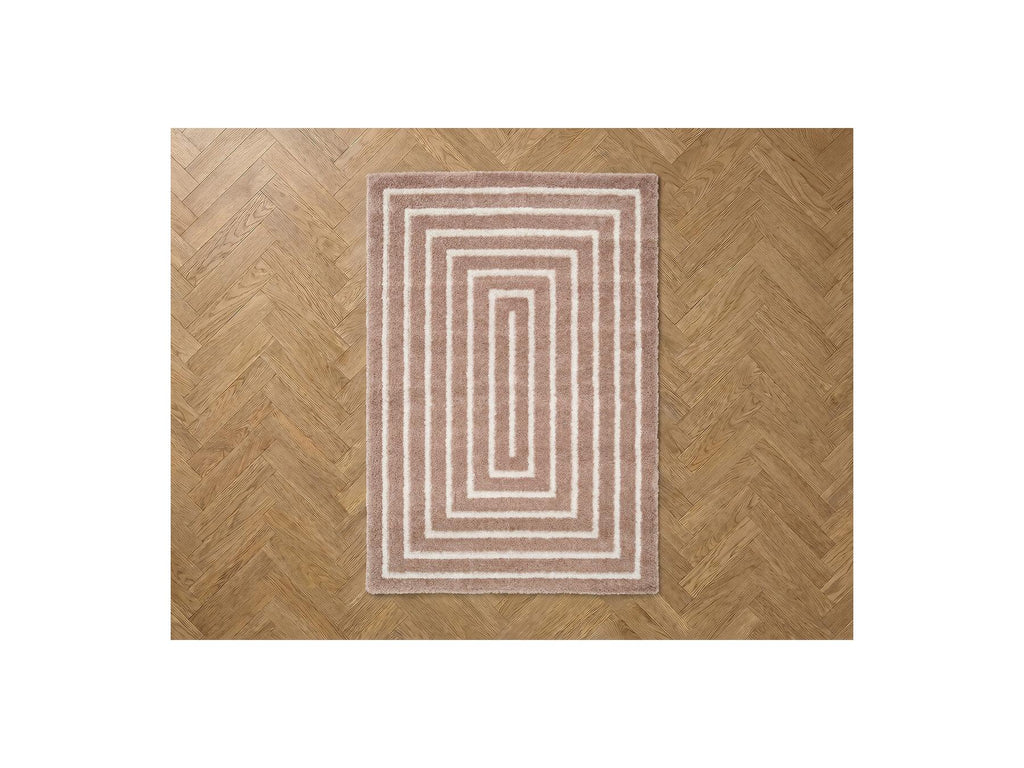 Lyzzo - Long Pile Rug - Graphic Pattern - Beige