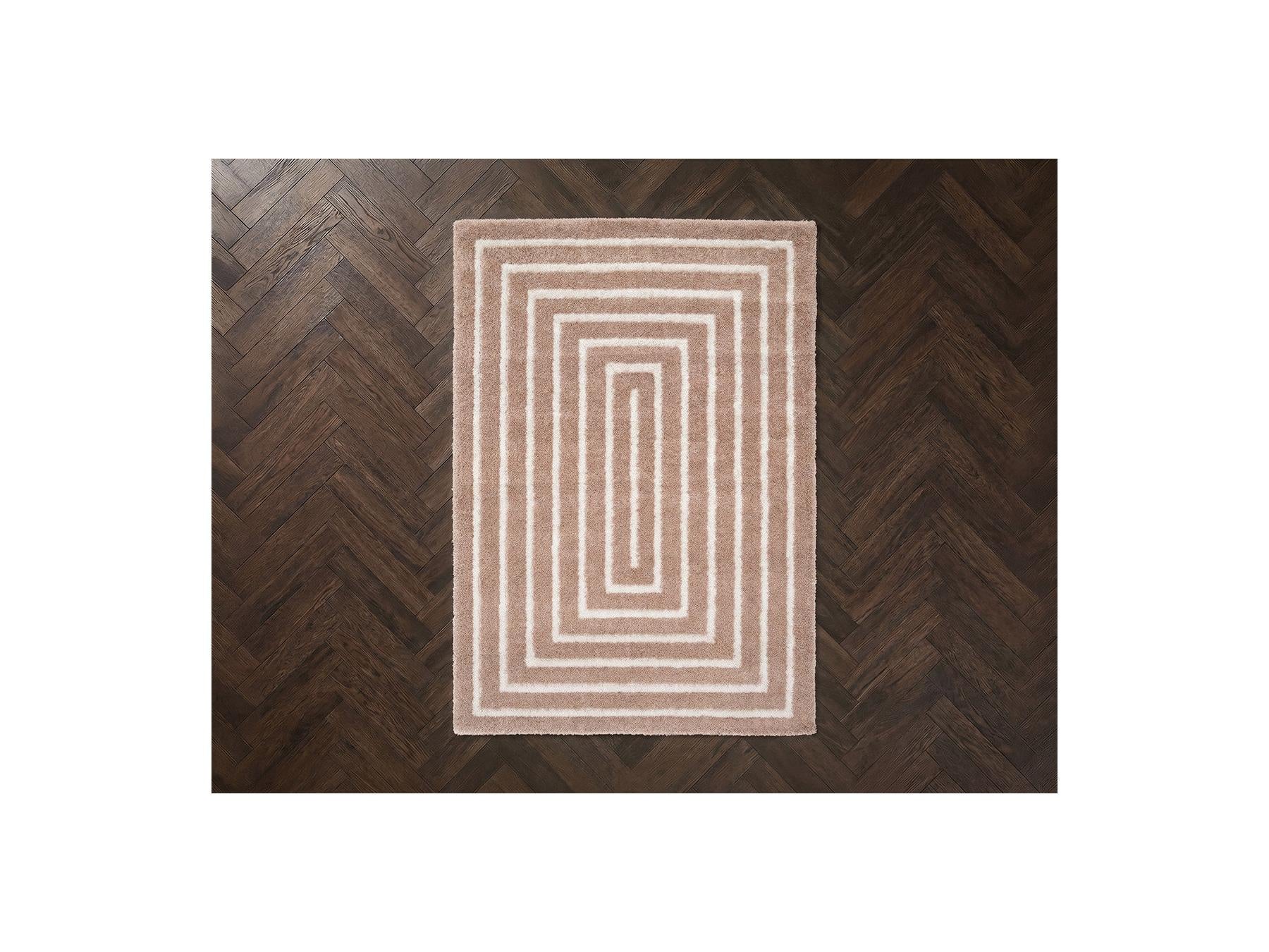 Lyzzo - Long Pile Rug - Graphic Pattern - Beige