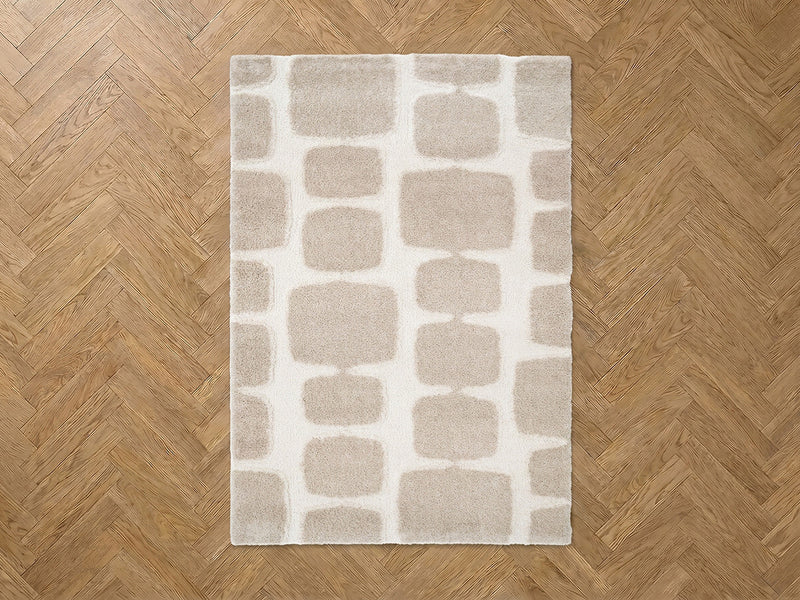 Chino - Tapis Poils Longs - Motif Abstrait - Beige