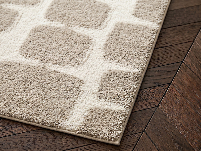 Chino - Tapis Poils Longs - Motif Abstrait - Beige