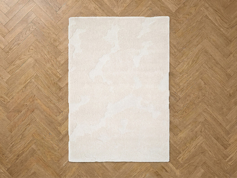 Embren - Tapis Poils Longs Embren Motif Abstrait - Beige