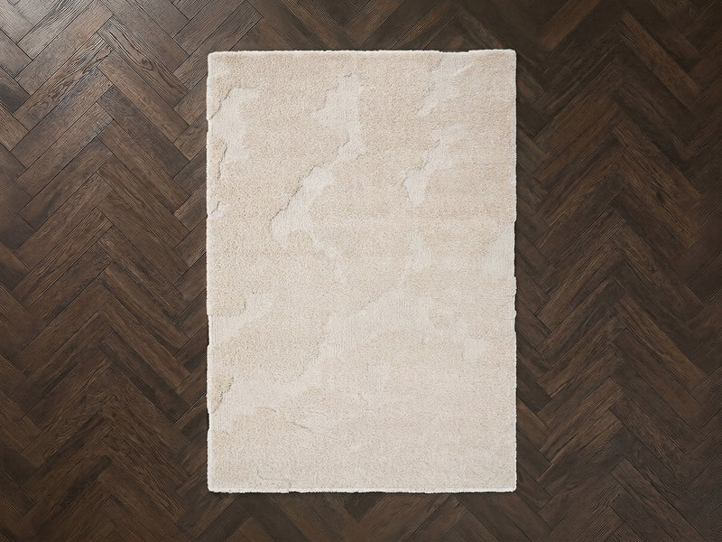 Embren - Tapis Poils Longs Embren Motif Abstrait - Beige