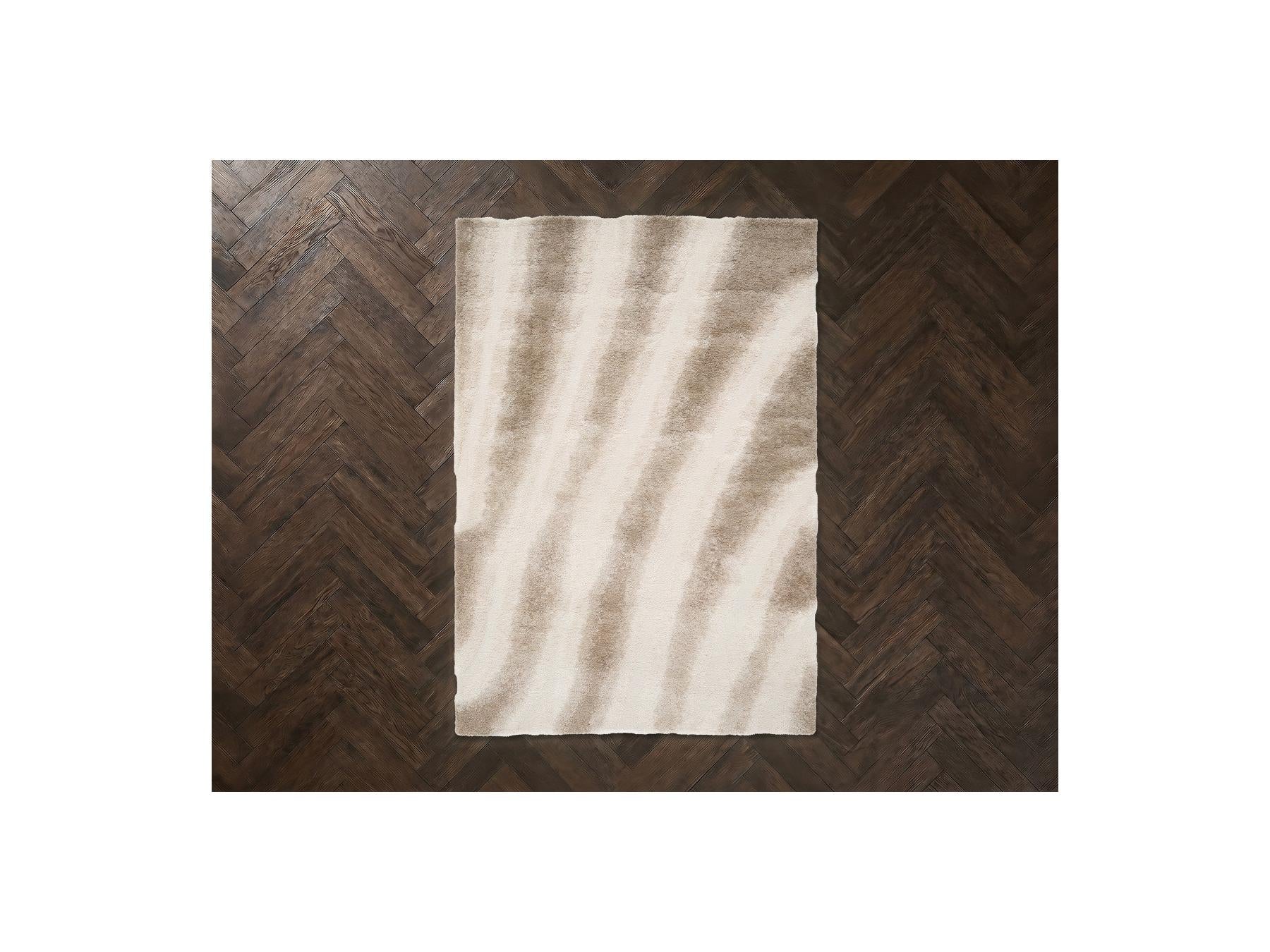 Tirasu - Long Pile Rug - Abstract Pattern - Beige