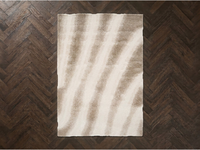 Tirasu - Tapis Poils Longs - Motif Abstrait - Beige