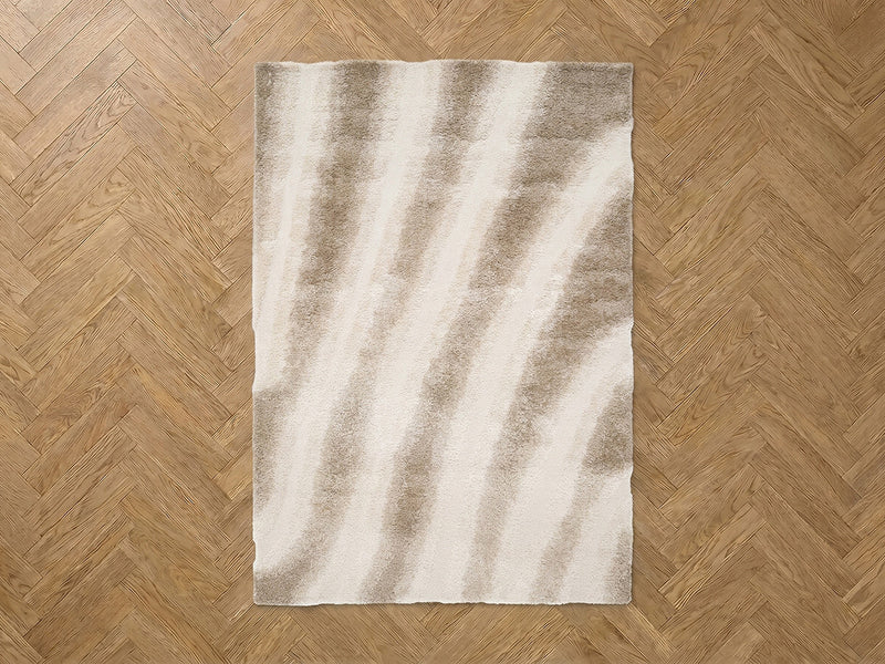 Tirasu - Tapis Poils Longs - Motif Abstrait - Beige