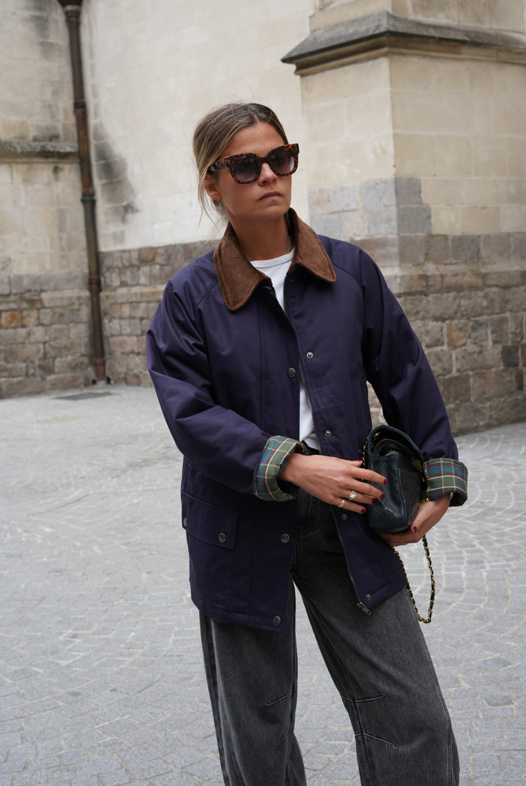 Léonie Navy Mid-Long Jacket