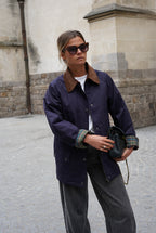 Léonie Navy Mid-Long Jacket