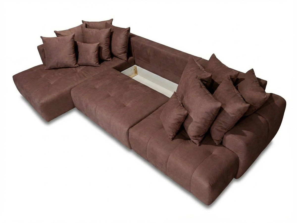 Roxelane - Canapé Panoramique Convertible - Tissu Chiné - Angle Droit