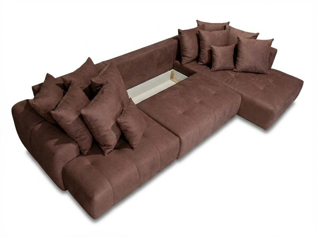 Roxelane - Canapé Panoramique Convertible - Tissu Chiné - Angle Gauche