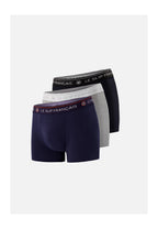 Set Da 3 Boxer In Cotone - Nero Blu Marino Grigio Melange