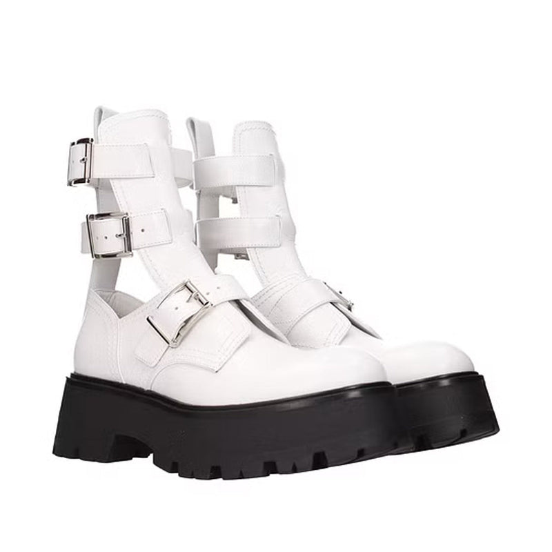 Bottes - Alexander Mcqueen Leather Ankle  - White