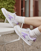 Sneaker Bianche & Viola Chiaro in Pelle