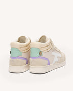 Off-White & Beige High-Top Leather Trainers