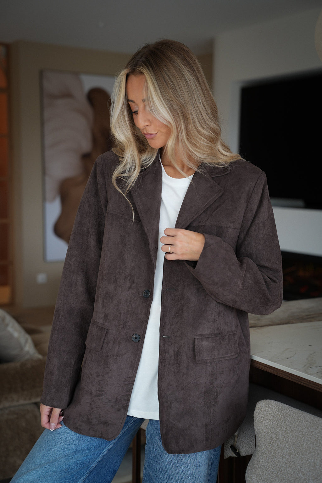 Trecy Chocolat - Suede Blazer