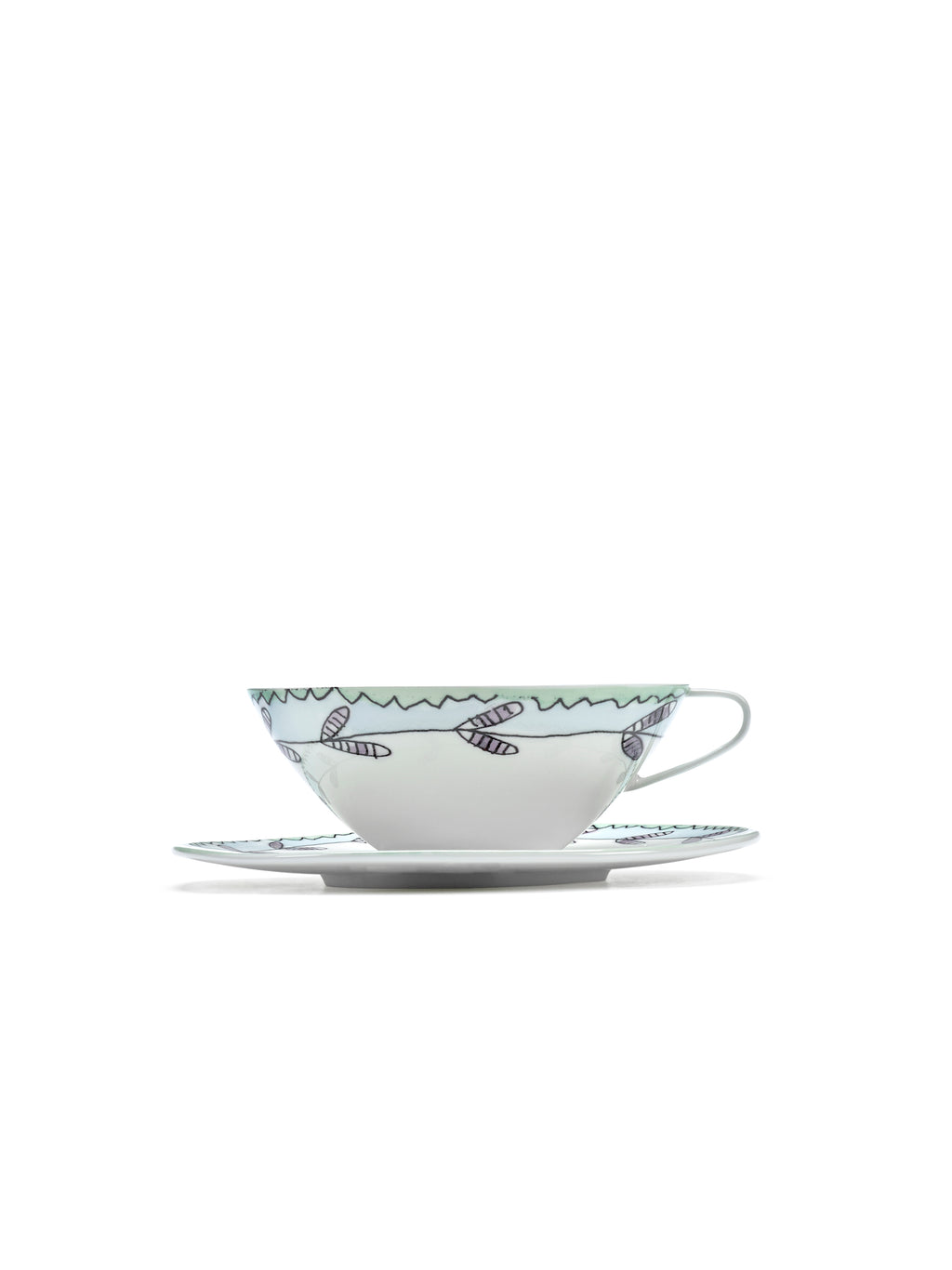 Midnight Flowers - Lot De 2 Tasses À Thé + Soucoupes - Porcelaine Bone China - Blossom Milk