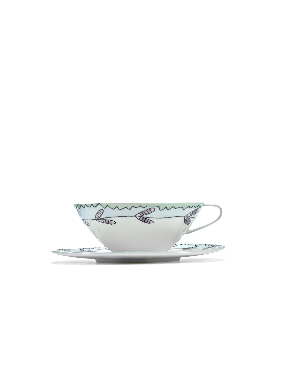 Midnight Flowers - Lot De 2 Tasses À Thé + Soucoupes - Porcelaine Bone China - Blossom Milk