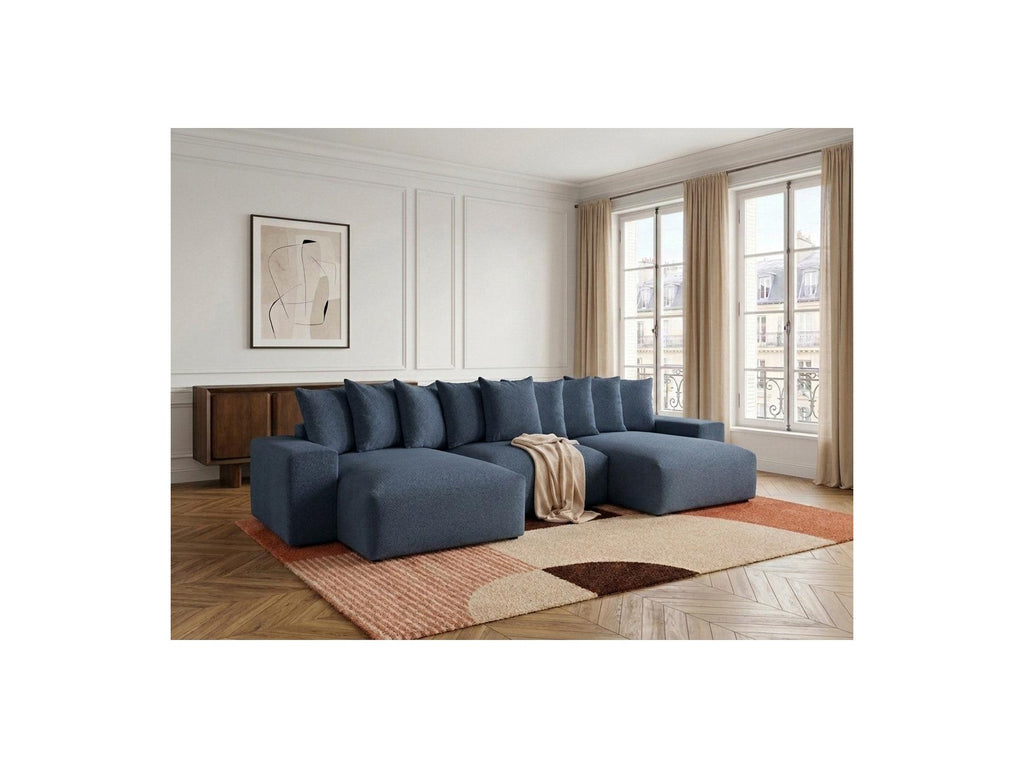 Voltaire - Canapé Panoramique Convertible Coffre - Tissu Chiné