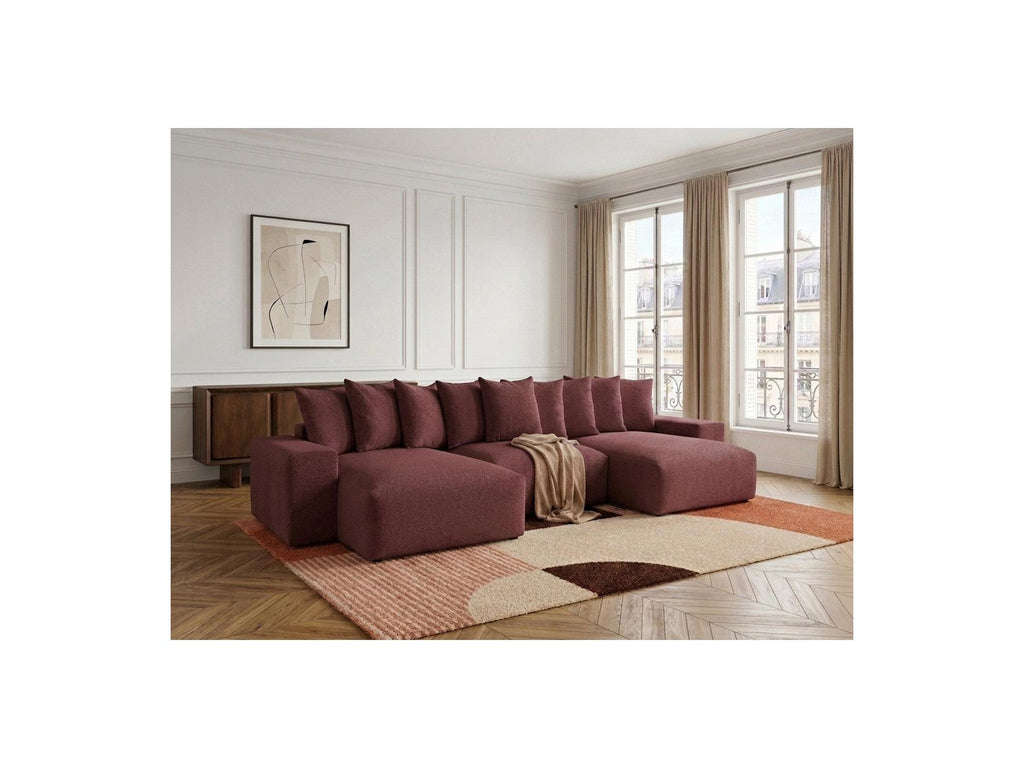 Voltaire - Canapé Panoramique Convertible Coffre - Tissu Chiné