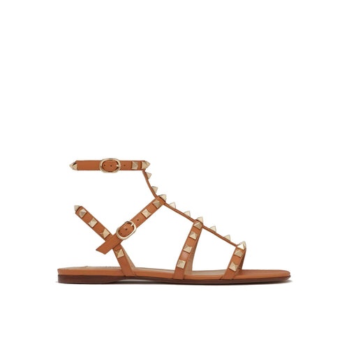 Sandales Plates Valentino Garavani Rockstud - Femme - Brown