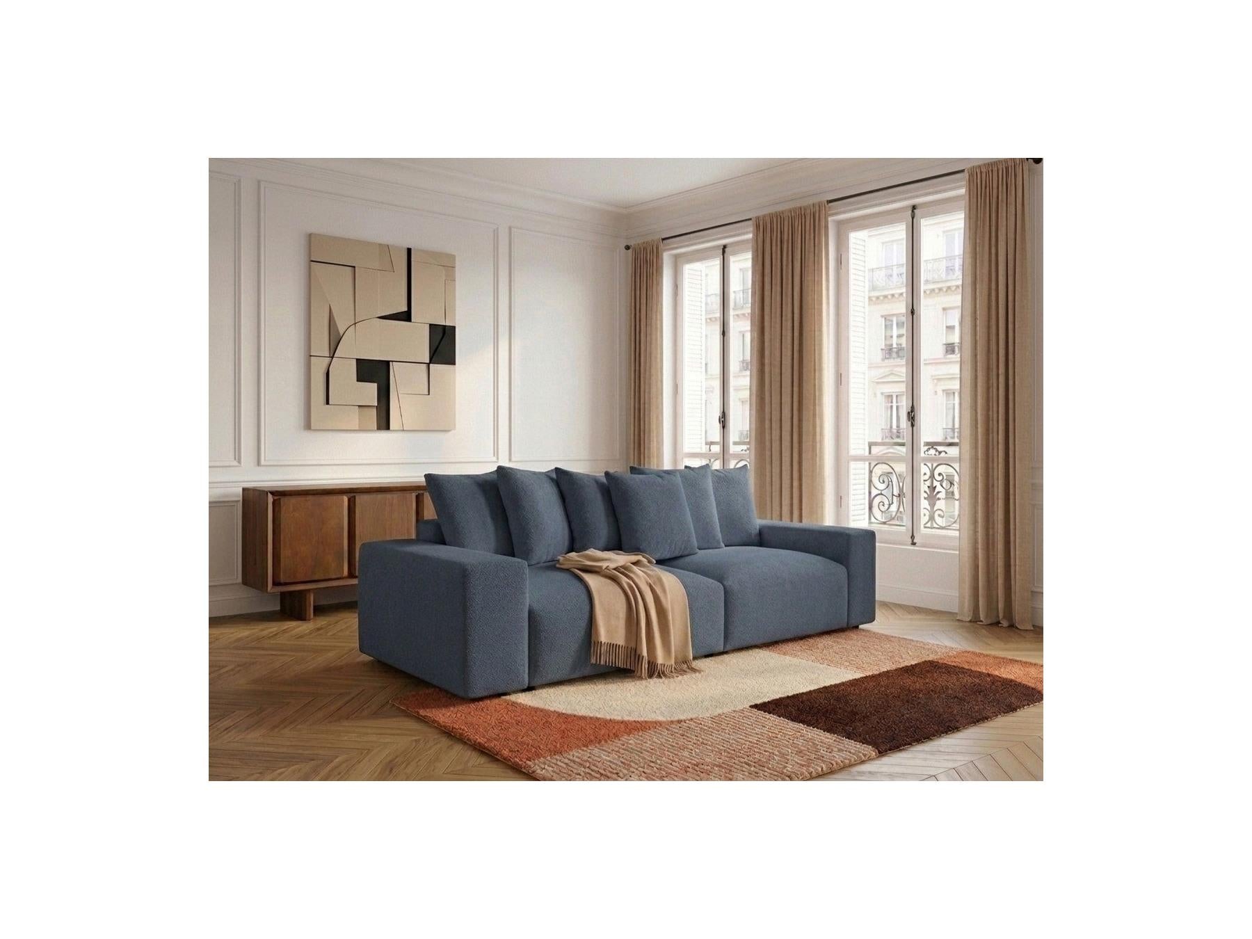 Voltaire - Fixed Straight 4-Seater Sofa - Mottled Fabric