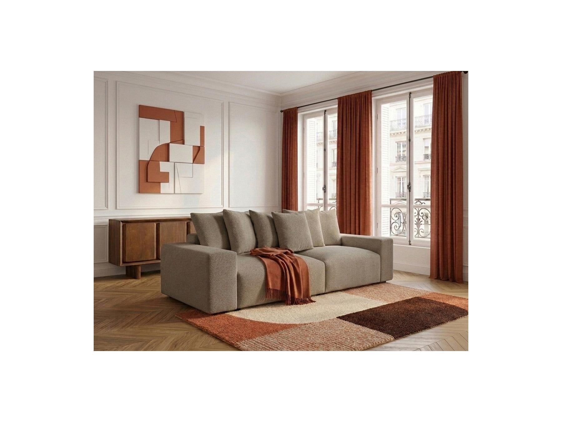 Voltaire - Fixed Straight 4-Seater Sofa - Mottled Fabric