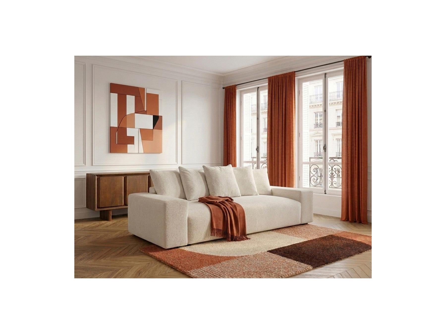 Voltaire - Canapé Droit Fixe 3 Places - Tissu Chiné