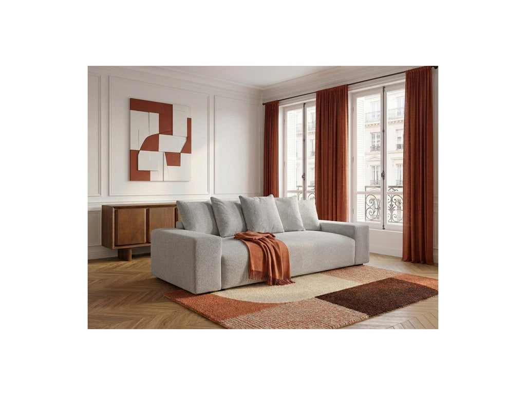 Voltaire - Canapé Droit Convertible Coffre - Tissu Chiné