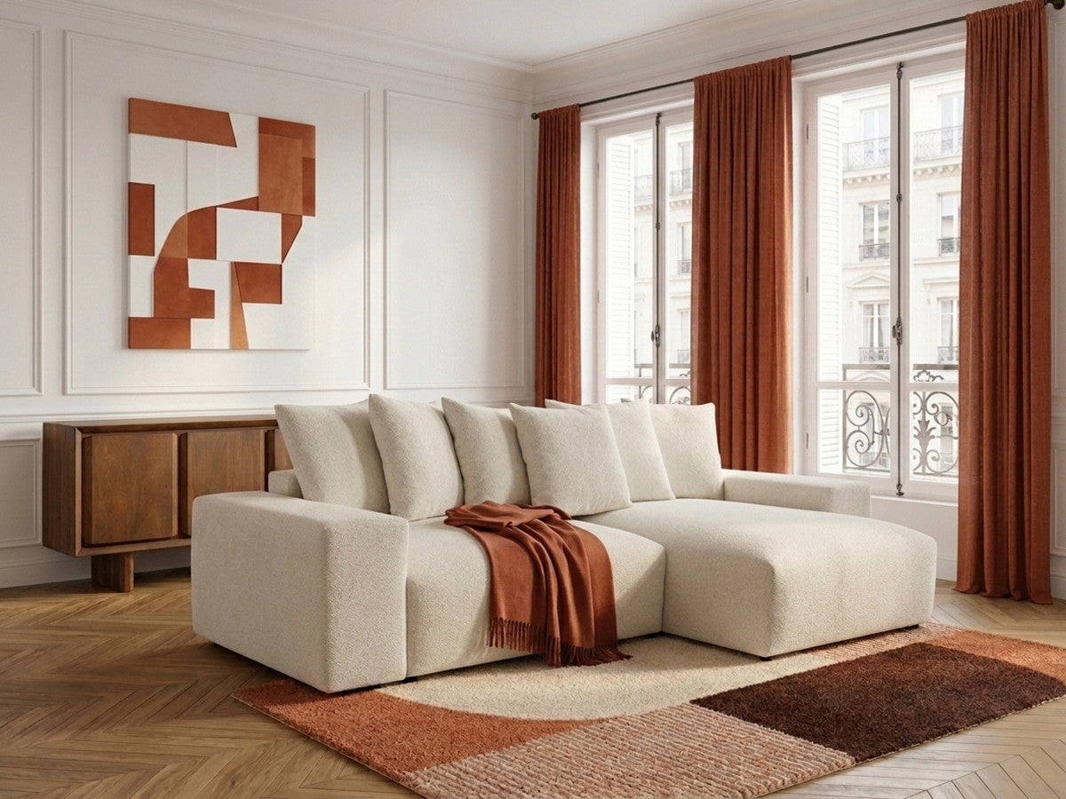 Voltaire - Canapé D'Angle Fixe Réversible - Tissu Chiné