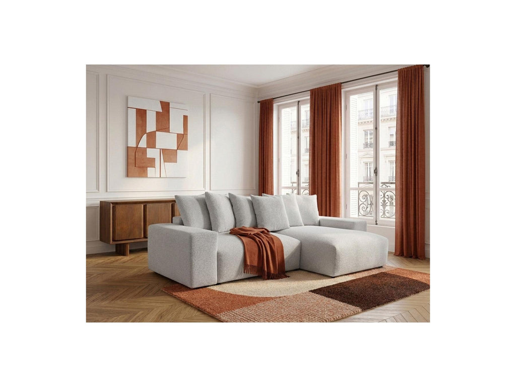 Voltaire - Canapé D'Angle Convertible Réversible Coffre - Tissu Chiné