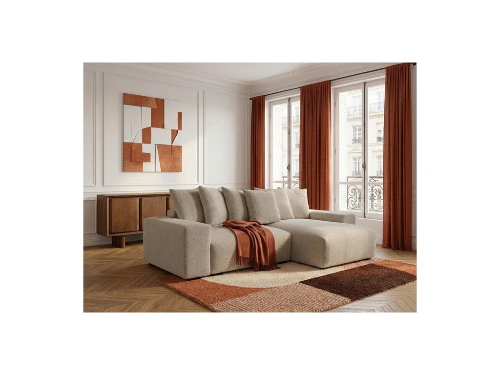 Voltaire - Canapé D'Angle Convertible Réversible Coffre - Tissu Chiné