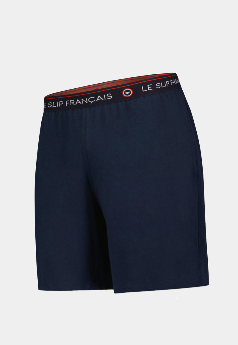 Bas De Pyjama Court Bleu Marine En Coton - Invincible Marine