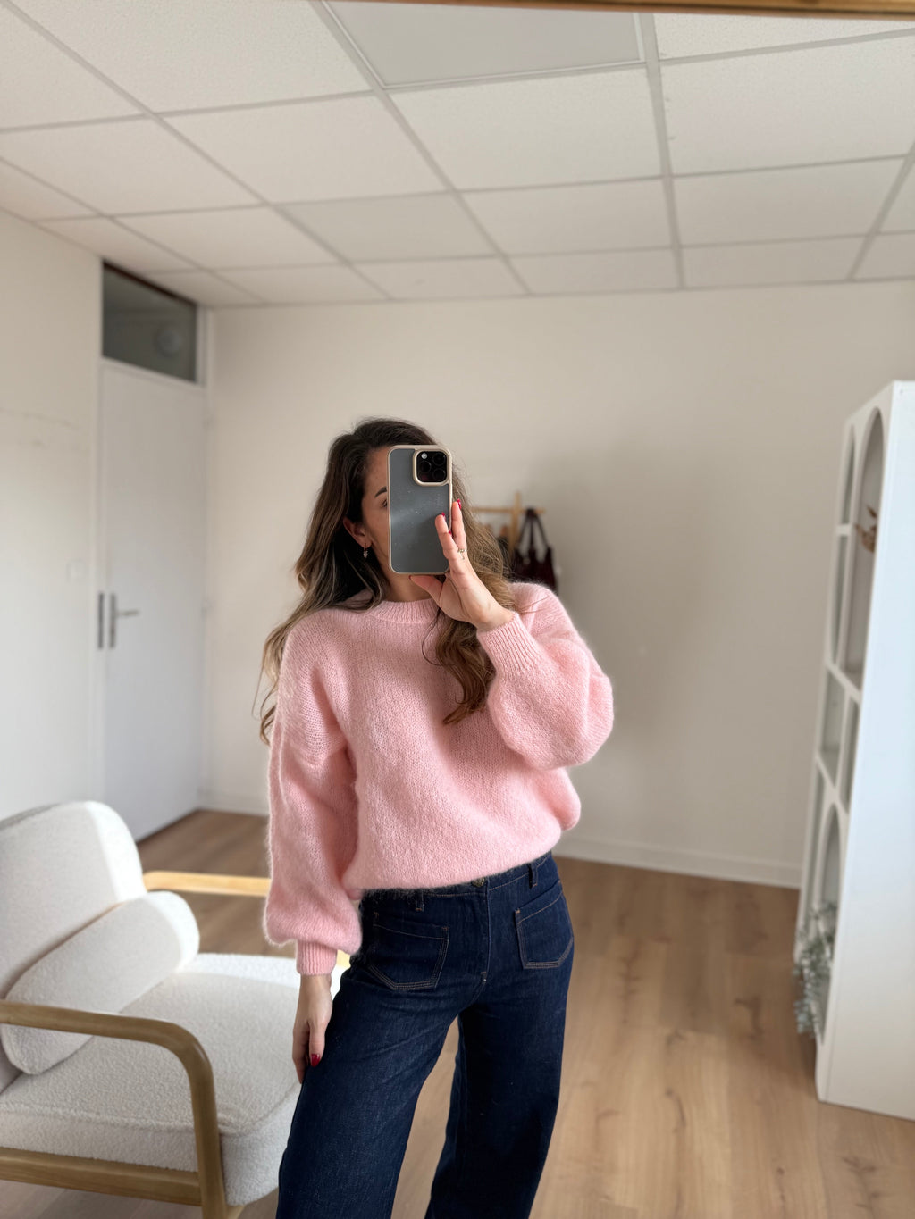 Gaia baby pink mohair and wool knit