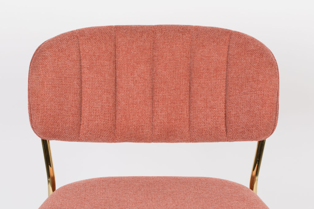 Jolien - Bar & Counter Stool - Fabric - Gold/Pink