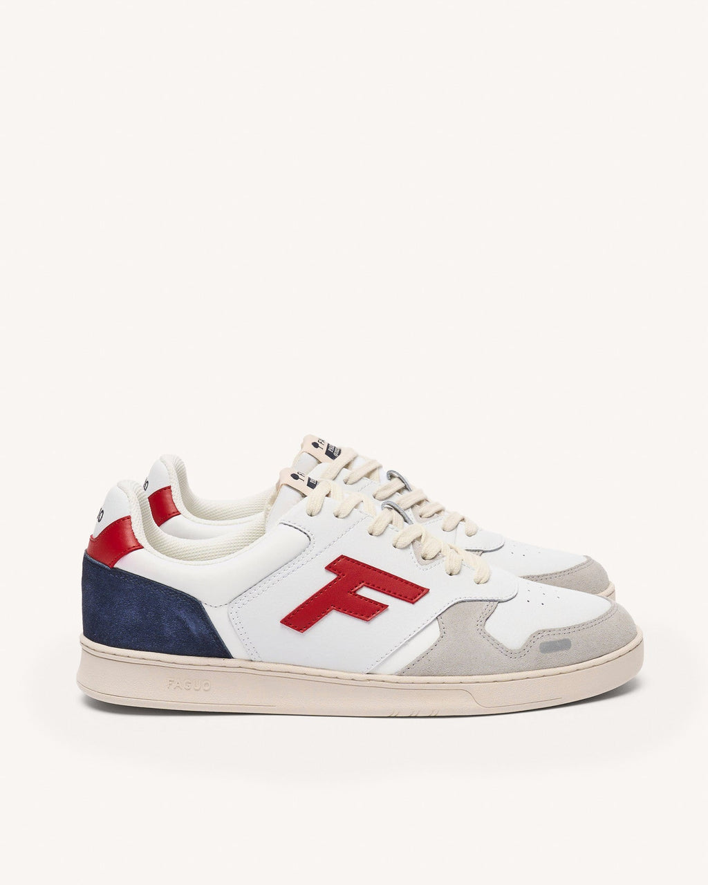 White & Red Leather Trainers