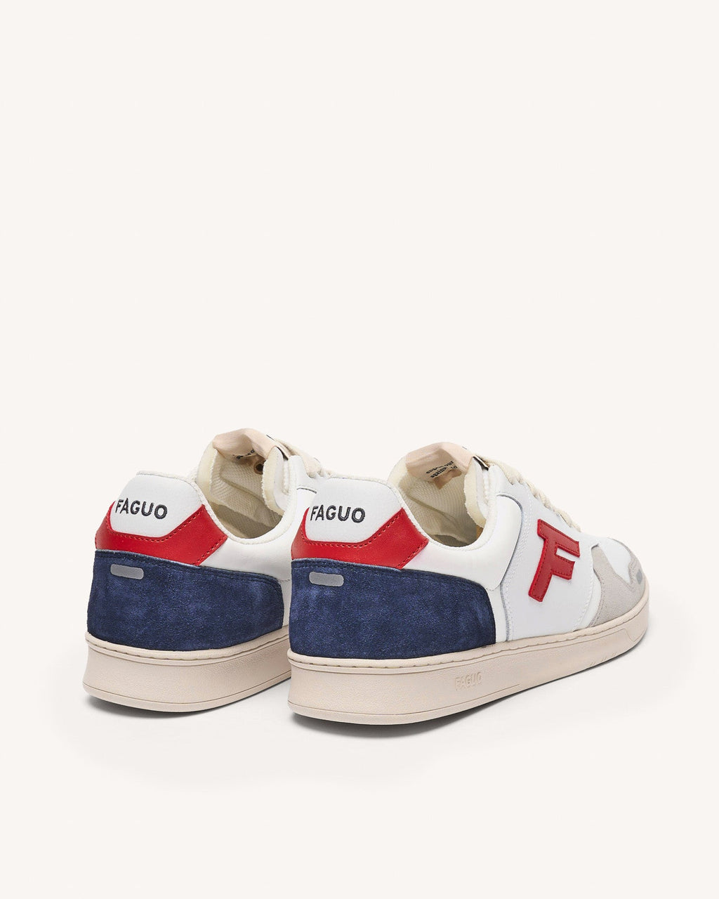 White & Red Leather Trainers
