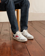 White & Red Leather Trainers