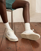 Baskets Blanc Et Vert Cuir