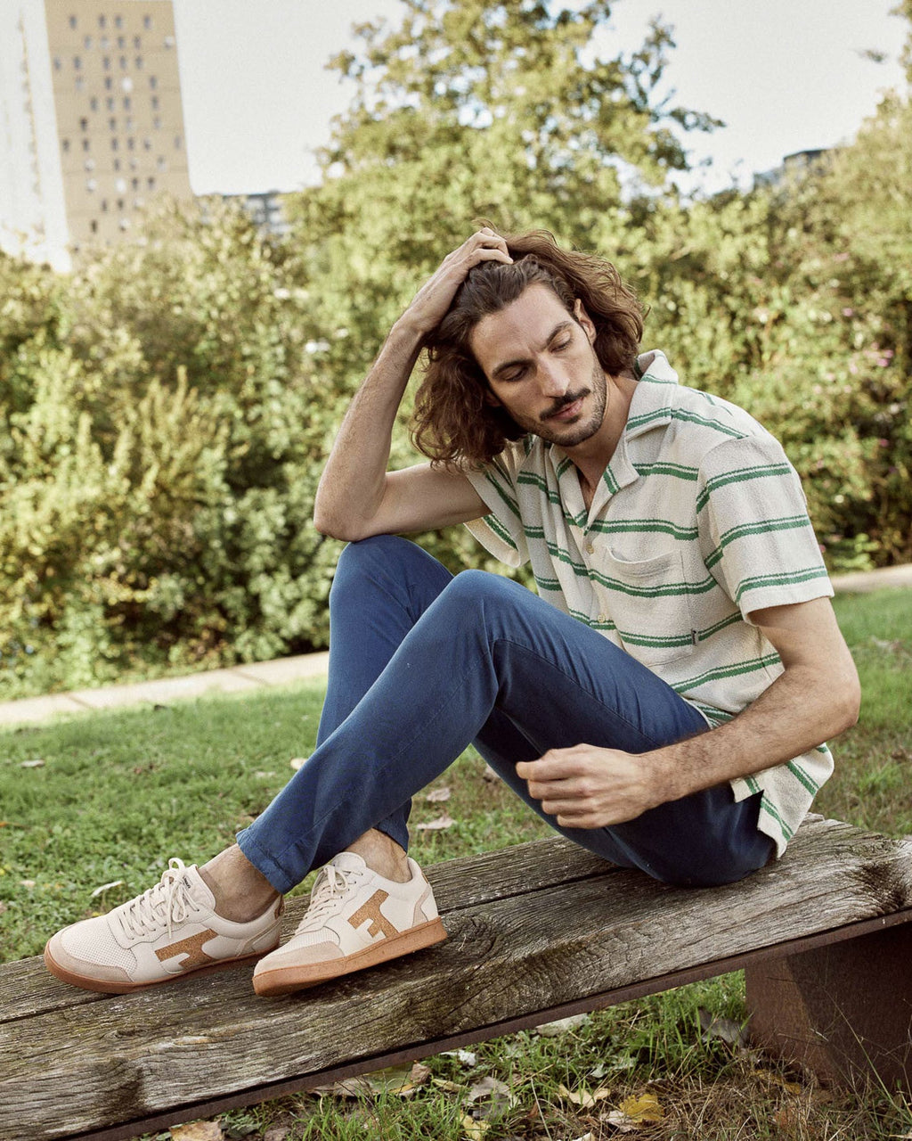Zapatillas de cuero crudo y corcho