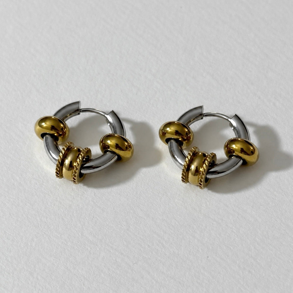 Boucles D'Oreilles Elara Bicolore - Anneau Doré Ou Argent