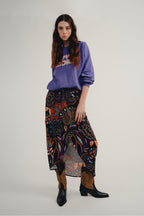 Lilou Blue Jasmine Maxi Skirt - Black