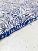 Tapis Berbère Marocain Kilim - Ecru Et Bleu