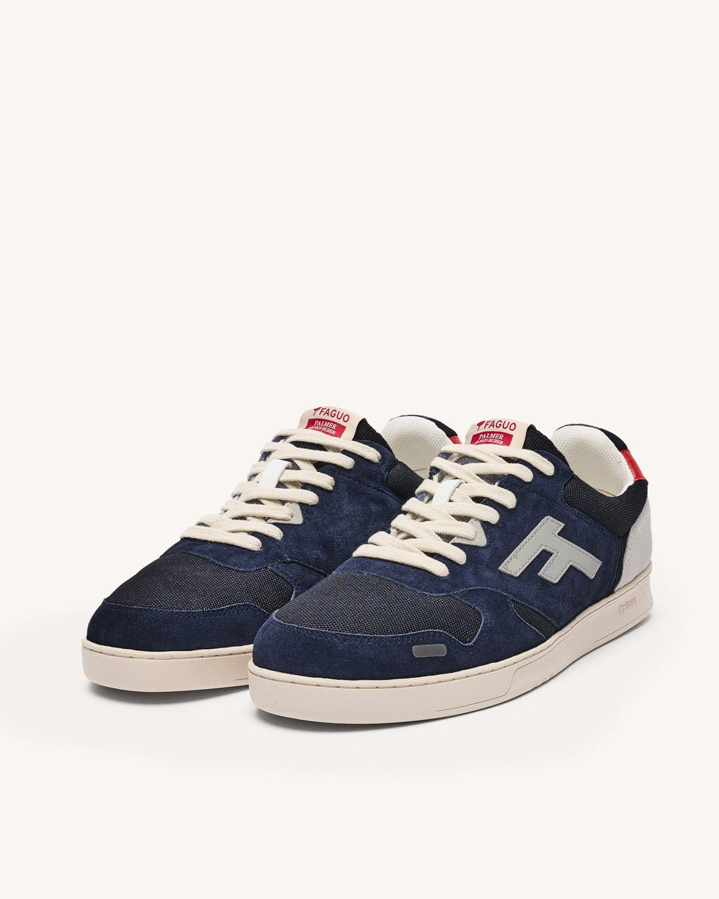 Sneakers blu e grigie in camoscio
