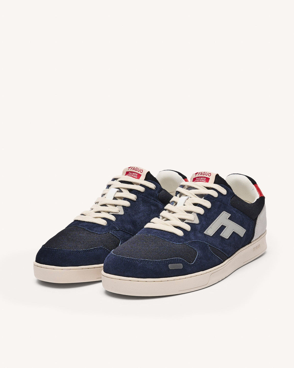Sneakers blu e grigie in camoscio