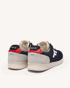 Sneakers blu e grigie in camoscio