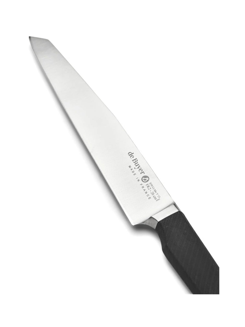 De Buyer – Fk2 - Coltello Da Taglio - Inox - Nero, coltello da cucina in acciaio inossidabile con manico nero, vista laterale