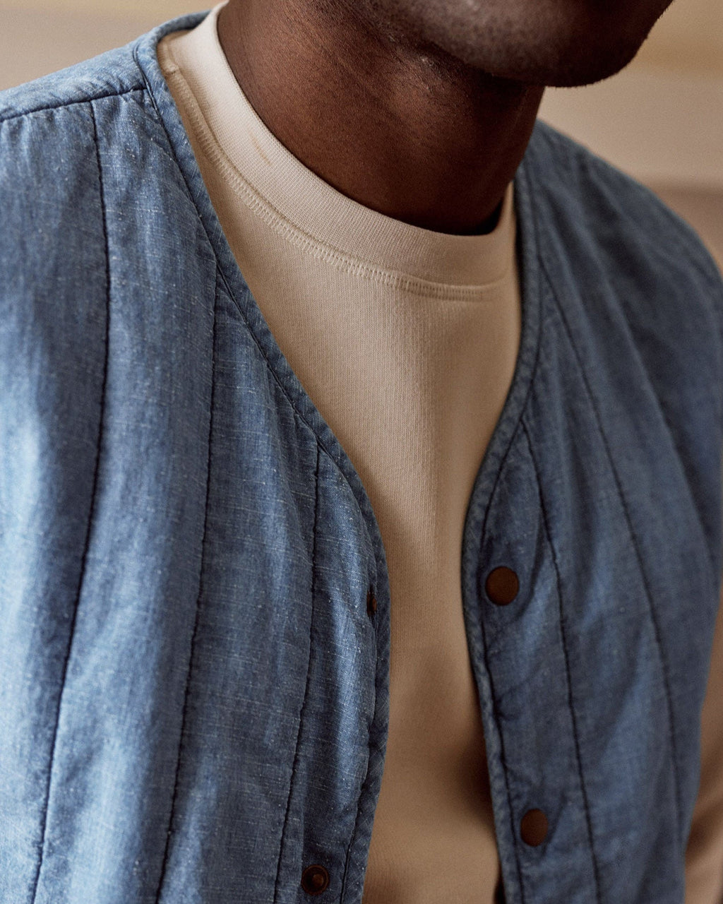 Light Denim Cotton Sleeveless Jacket